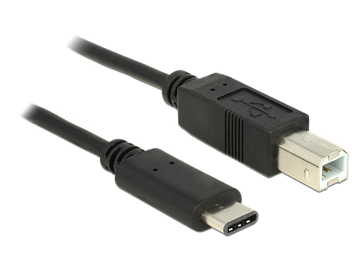 DELOCK Καλώδιο USB 2.0 Type-C σε USB Type B, 0.5m, Black