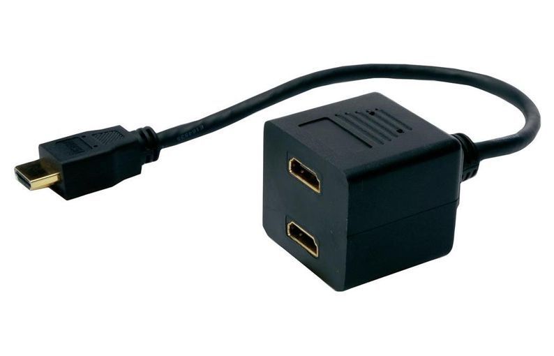 Powertech HDMI Splitter 19pin male / 2x Female Gold, copper