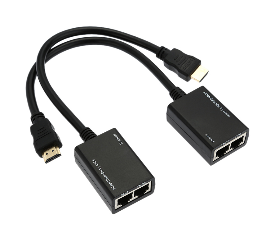 POWERTECH HDMI 19pin extender σε 2x UTP cat5e/6, HD, εώς 30m, Black