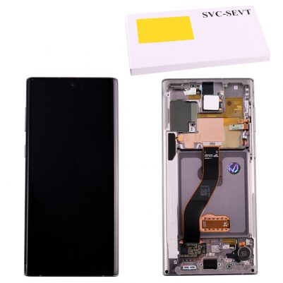 SAMSUNG N970F GALAXY NOTE 10 ΟΘΟΝΗ + TOUCH SCREEN + LENS + FRAME GH82-20817C SILVER ORIGINAL SERVICE PACK