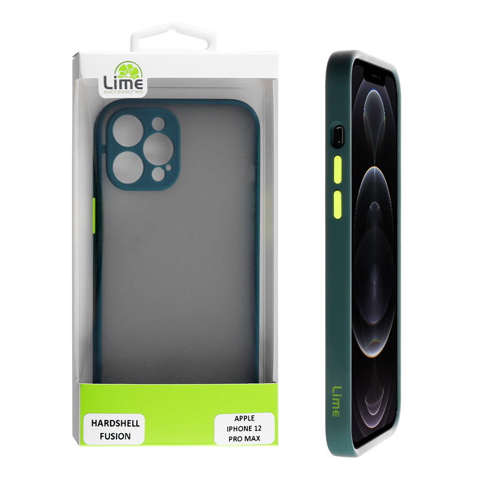 LIME ΘΗΚΗ IPHONE 12 PRO MAX 6.7" HARDSHELL FUSION CAMERA GUARD DARK GREEN WITH YELLOW KEYS