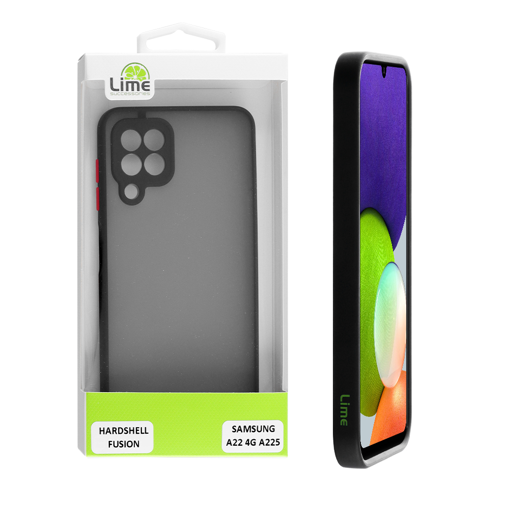 LIME ΘΗΚΗ SAMSUNG A22 4G A225 6.4" HARDSHELL FUSION CAMERA GUARD BLACK WITH RED KEYS