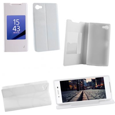 VOLTE-TEL ΘΗΚΗ SONY XPERIA Z5 COMPACT E5803 LEATHER-TPU VIEW BOOK STAND WHITE