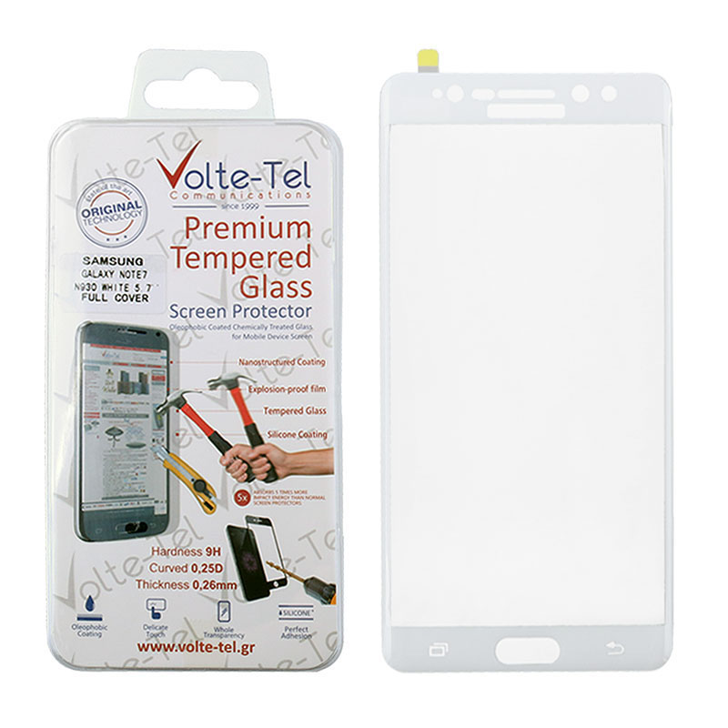 VOLTE-TEL TEMPERED GLASS SAMSUNG NOTE FE N935 5.7" 0.26mm 3D CURVED FULL COVER WHITE