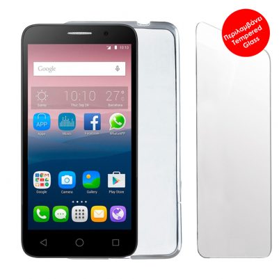 VOLTE-TEL COMBO ALCATEL POP 3 3G 5.5 5025/5054 TEMPERED 0.30 + ΘΗΚΗ SLIMCOLOR WHITE