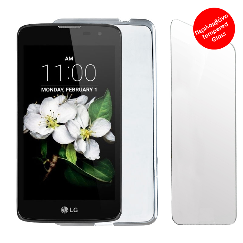 VOLTE-TEL COMBO LG K7 X210 5.0" TEMPERED 0.30 + ΘΗΚΗ SLIMCOLOR WHITE