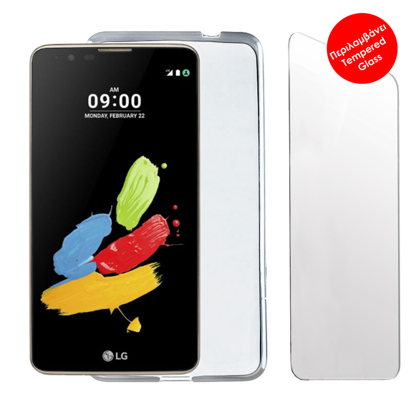 VOLTE-TEL COMBO LG STYLUS 2 K520 5.7" TEMPERED 0.30 + ΘΗΚΗ SLIMCOLOR WHITE
