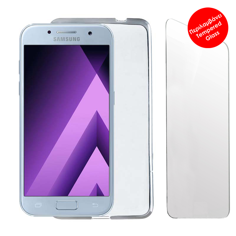 VOLTE-TEL COMBO SAMSUNG A3 2017 A320 4.7" TEMPERED 0.30 + ΘΗΚΗ SLIMCOLOR WHITE