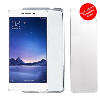 VOLTE-TEL COMBO XIAOMI REDMI 3S 5.0" TEMPERED 0.30 + ΘΗΚΗ SLIMCOLOR WHITE