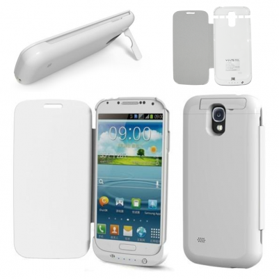 SAMSUNG S4 MINI EXTERNAL (BOOK CASE BATTERY+STAND) 3000mAh WHITE
