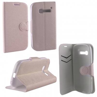 VOLTE-TEL ΘΗΚΗ ALCATEL POP C5 5036 LINE LEATHER-TPU BOOK STAND WHITE
