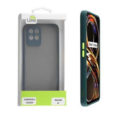 LIME ΘΗΚΗ REALME 8i 6.5" HARDSHELL FUSION CAMERA GUARD GREEN WITH YELLOW KEYS