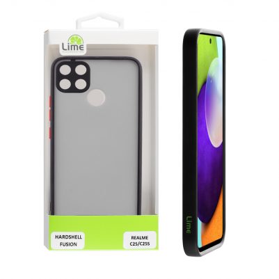 LIME ΘΗΚΗ REALME C25/C25S 6.5" HARDSHELL FUSION CAMERA GUARD BLACK WITH RED KEYS