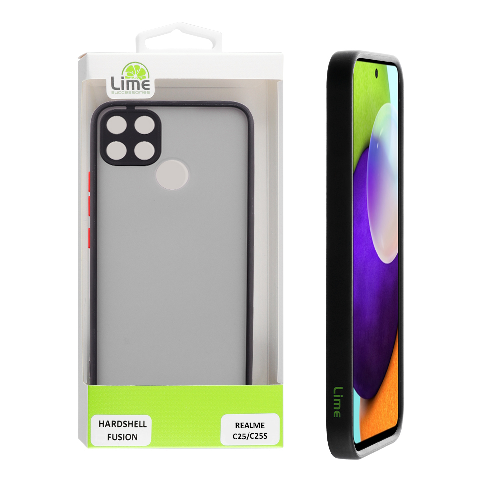 LIME ΘΗΚΗ REALME C25/C25S 6.5" HARDSHELL FUSION CAMERA GUARD BLACK WITH RED KEYS