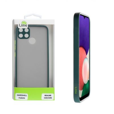 LIME ΘΗΚΗ REALME C25/C25S 6.5" HARDSHELL FUSION CAMERA GUARD GREEN WITH YELLOW KEYS