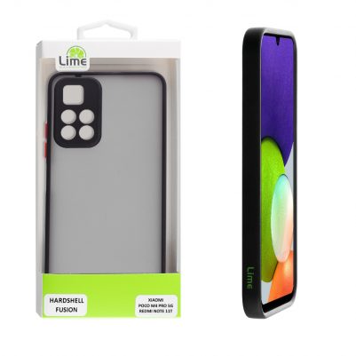 LIME ΘΗΚΗ XIAOMI POCO M4 PRO 5G/REDMI NOTE 11T 5G 6.6" HARDSHELL FUSION CAMERA GUARD BLACK WITH RED KEYS