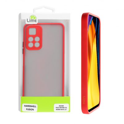 LIME ΘΗΚΗ XIAOMI POCO M4 PRO 5G/REDMI NOTE 11T 5G 6.6" HARDSHELL FUSION CAMERA GUARD RED WITH BLACK KEYS