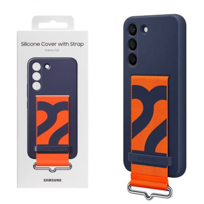 ΘΗΚΗ SAMSUNG S22 5G S901 SILICONE COVER WITH STRAP EF-GS901TNEGWW NAVY PACKING OR