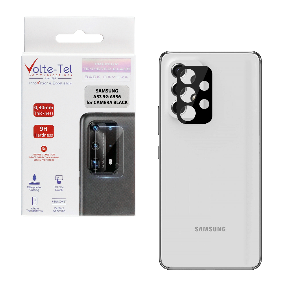 VOLTE-TEL TEMPERED GLASS SAMSUNG A53 5G A536 6.46" 9H 0.25mm 3D CURVED FOR CAMERA BLACK