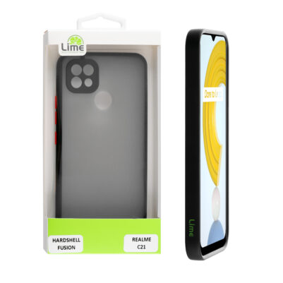 LIME T??? REALME C21 6.5" HARDSHELL FUSION FULL CAMERA PROTECTION BLACK WITH RED KEYS