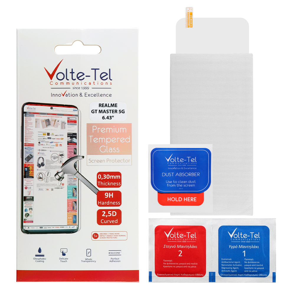 VOLTE-TEL TEMPERED GLASS REALME GT MASTER 5G 6.43" 9H 0.30mm 2.5D FULL GLUE
