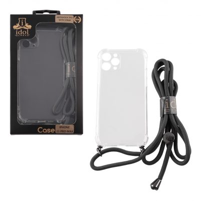 IDOL 1991 ΘΗΚΗ IPHONE 11 PRO MAX 6.5" ANTISHOCK AIR TPU WITH STRAP FULL CAMERA PROTECTION ΔΙΑΦΑΝΗ
