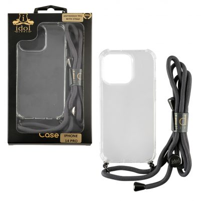 IDOL 1991 ΘΗΚΗ IPHONE 14 PRO 6.1" ANTISHOCK AIR TPU WITH STRAP CAMERA GUARD ΔΙΑΦΑΝΗ