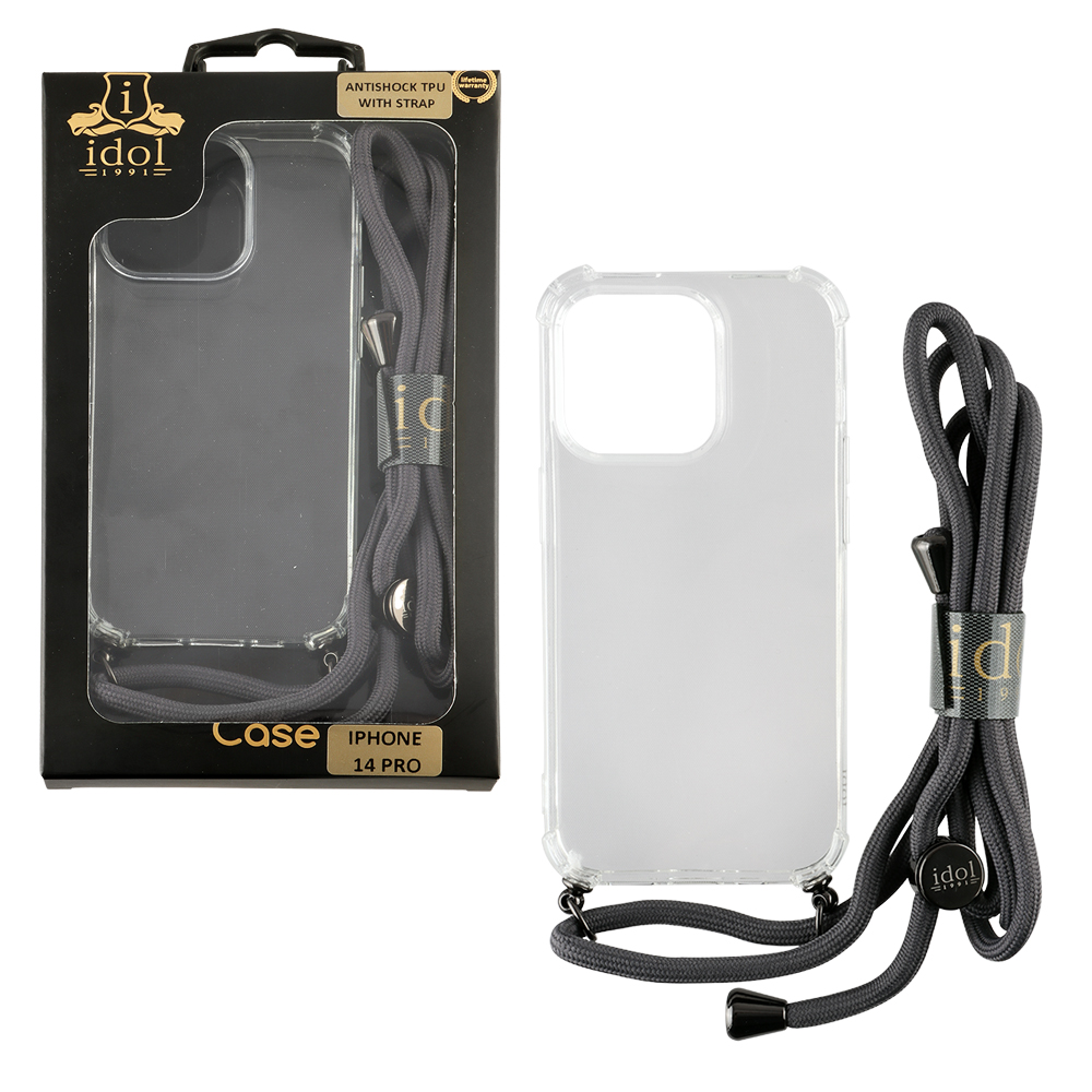 IDOL 1991 ΘΗΚΗ IPHONE 14 PRO 6.1" ANTISHOCK AIR TPU WITH STRAP CAMERA GUARD ΔΙΑΦΑΝΗ