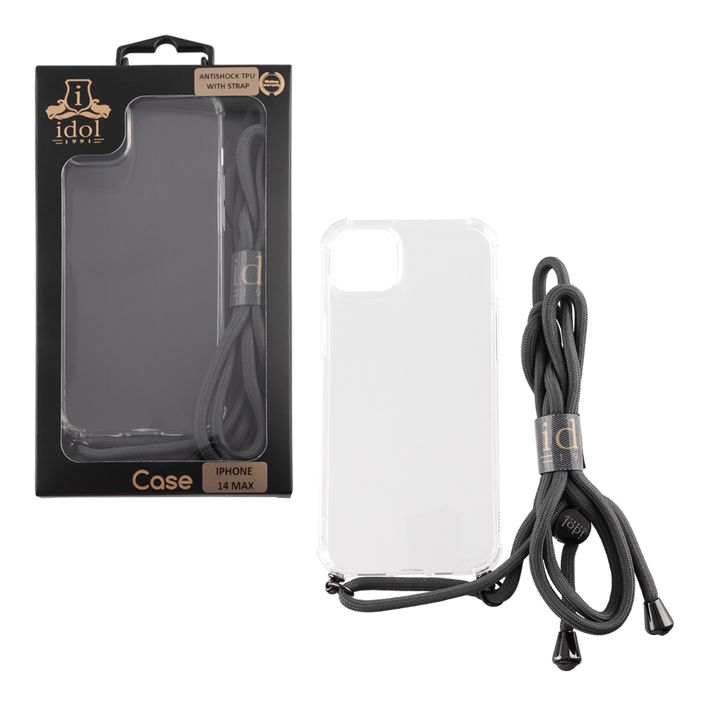 IDOL 1991 ΘΗΚΗ IPHONE 14 MAX 6.7" ANTISHOCK AIR TPU WITH STRAP CAMERA GUARD ΔΙΑΦΑΝΗ