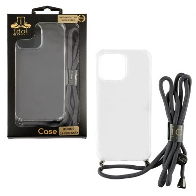 IDOL 1991 ΘΗΚΗ IPHONE 14 PRO MAX 6.7" ANTISHOCK AIR TPU WITH STRAP CAMERA GUARD ΔΙΑΦΑΝΗ