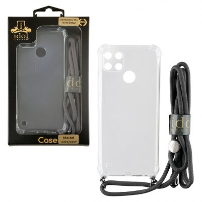 IDOL 1991 ΘΗΚΗ REALME C21Y/C25Y 6.5" ANTISHOCK AIR TPU WITH STRAP FULL CAMERA PROTECTION ΔΙΑΦΑΝΗ
