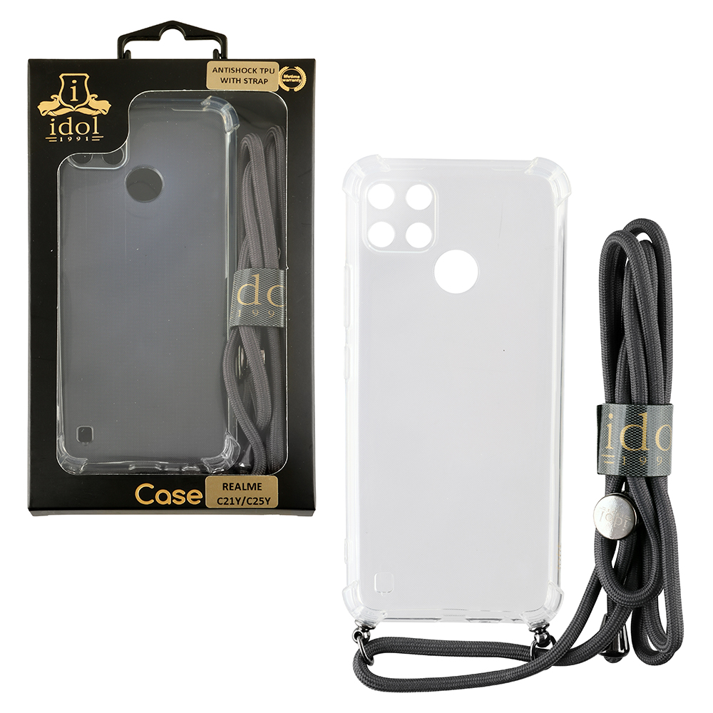 IDOL 1991 ΘΗΚΗ REALME C21Y/C25Y 6.5" ANTISHOCK AIR TPU WITH STRAP FULL CAMERA PROTECTION ΔΙΑΦΑΝΗ