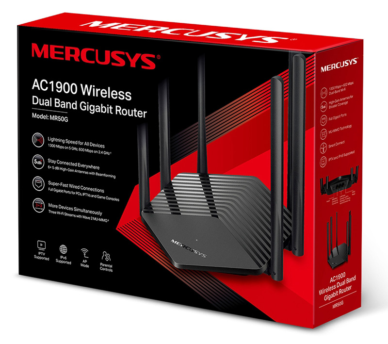 MERCUSYS Gigabit Router MR50G, WiFi 1900Mbps AC1900, Dual Band, Ver. 1.0 - Image 3