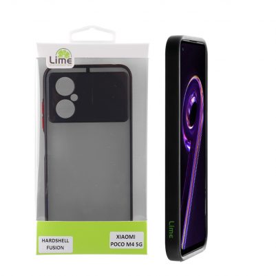 LIME ΘΗΚΗ XIAOMI POCO M4 5G 6.58" HARDSHELL FUSION FULL CAMERA PROTECTION BLACK WITH RED KEYS