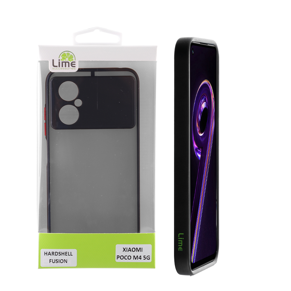 LIME ΘΗΚΗ XIAOMI POCO M4 5G 6.58" HARDSHELL FUSION FULL CAMERA PROTECTION BLACK WITH RED KEYS