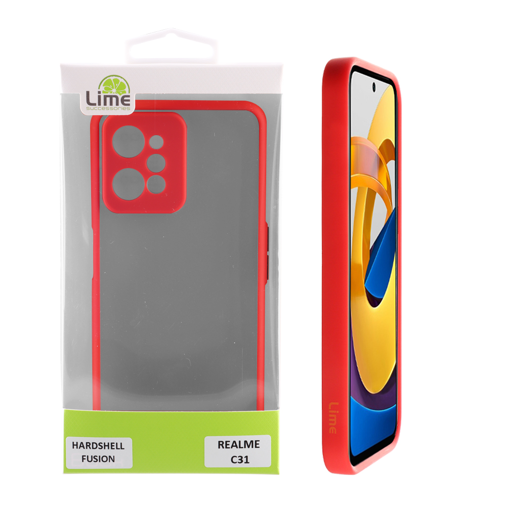 LIME ΘΗΚΗ REALME C31 6.5" HARDSHELL FUSION FULL CAMERA PROTECTION RED WITH BLACK KEYS