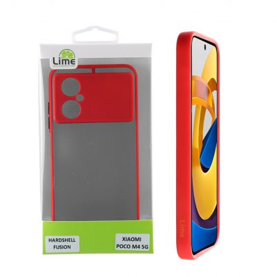 LIME ΘΗΚΗ XIAOMI POCO M4 5G 6.58" HARDSHELL FUSION FULL CAMERA PROTECTION RED WITH BLACK KEYS