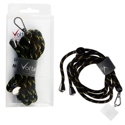 VOLTE-TEL NECK STRAP - ΛΟΥΡΑΚΙ ΛΑΙΜΟΥ ΓΙΑ ΘΗΚΕΣ ΜΑΥΡΟ-ΚΙΤΡΙΝΟ VT04