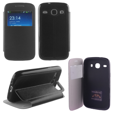 VOLTE-TEL ΘΗΚΗ SAMSUNG I8260 CORE TPU VIEW BOOK-STAND BLACK