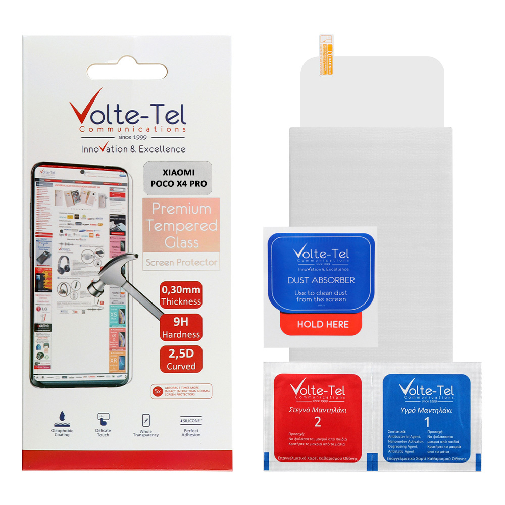 VOLTE-TEL TEMPERED GLASS XIAOMI POCO X4 PRO 6.67" 9H 0.30mm 2.5D FULL GLUE
