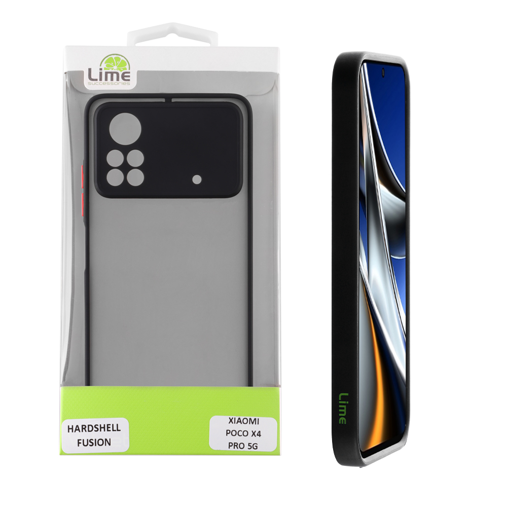 LIME ΘΗΚΗ XIAOMI POCO X4 PRO 5G 6.67" HARDSHELL FUSION FULL CAMERA PROTECTION BLACK WITH RED KEYS