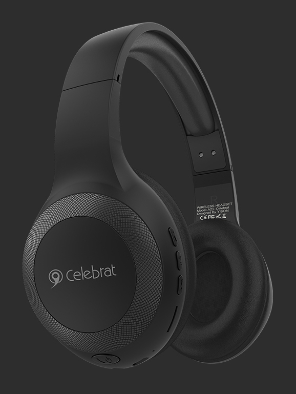 CELEBRAT headphones με μικρόφωνο A23-ΒΚ, bluetooth, 40mm, μαύρο - Image 3