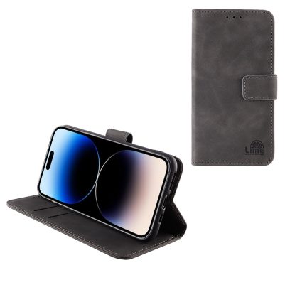 LIME ΘΗΚΗ IPHONE 14 PRO 6.1" ESSENTIAL MAGNET BOOK STAND CLIP GREY