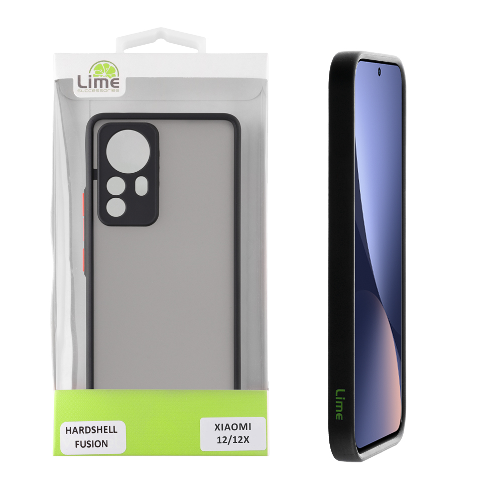 LIME ΘΗΚΗ XIAOMI 12/12X 6.28" HARDSHELL FUSION FULL CAMERA PROTECTION BLACK WITH RED KEYS