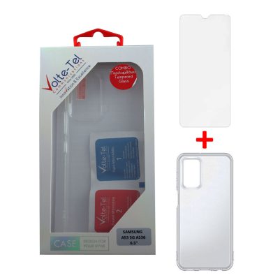 VOLTE-TEL COMBO SAMSUNG A53 5G A536 6.5" TEMPERED 0.30mm + ΘΗΚΗ SLIMCOLOR AIR WHITE