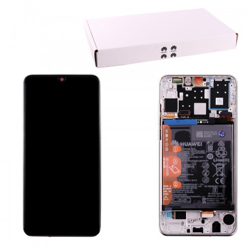HUAWEI P30 LITE ΟΘΟΝΗ + TOUCH SCREEN + LENS + FRAME + BATTERY 02352PJN WHITE (32MP CAMERA) ORIGINAL SERVICE PACK