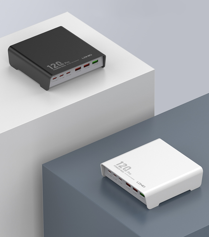 LDNIO σταθμός φόρτισης Q605, 3x USB-C & 3x USB, 120W, PD/QC, μαύρος - Image 2