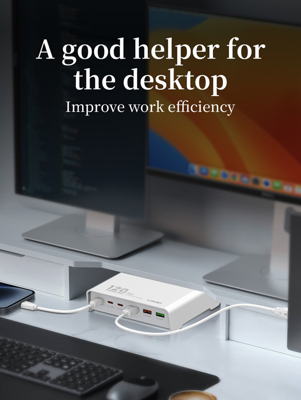 LDNIO σταθμός φόρτισης Q605, 3x USB-C & 3x USB, 120W, PD/QC, μαύρος - Image 3