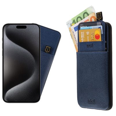 IDOL 1991 ΘΗΚΗ IPHONE 15 PRO 6.1" ANTI-RFID LEATHER SMART WALLET CAMERA GUARD BLUE
