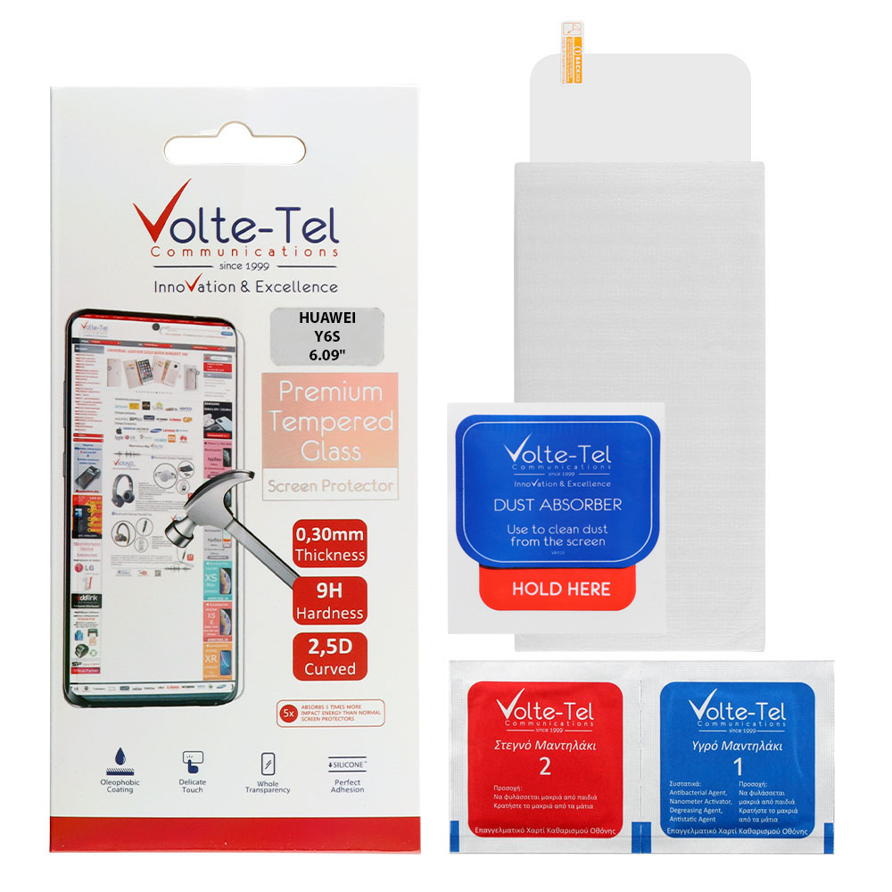 VOLTE-TEL TEMPERED GLASS HUAWEI Y6S 6.09" 9H 0.30mm 2.5D FULL GLUE